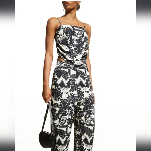 Le‎ Superbe, Crepe Floral Print Luau Tube Top, Black & White, Size M/L - Picture 3 of 14